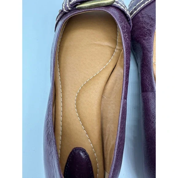 FOSSIL Women Plum Leather Ballet Flats Buckle Detail Casual Shoes Size 7.5 - Picture 15 of 16